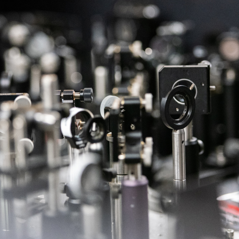 Detail shot of different lenses and optics.