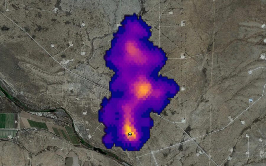 satellite image of a methane plume in the Permian Basin