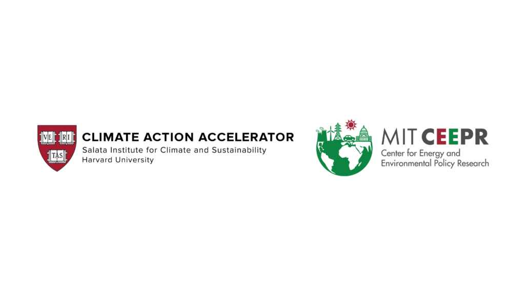 Two logos: Climate Action Accelerator, Salata Institute for Climate and Sustainability, Harvard University; MIT CEEPR, Center for Energy and Environmental Policy Research.