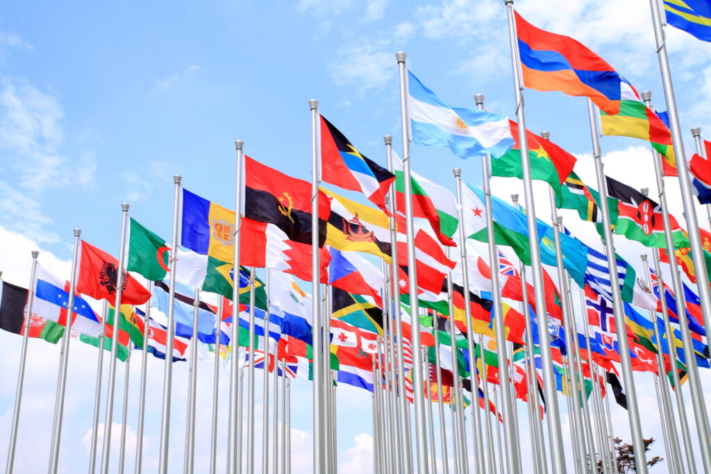 Brazil Argentina and world flags
