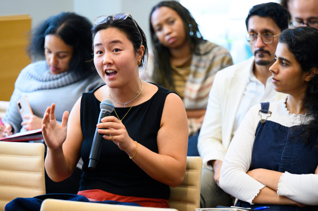 students ask questions at Akash Deep presentation