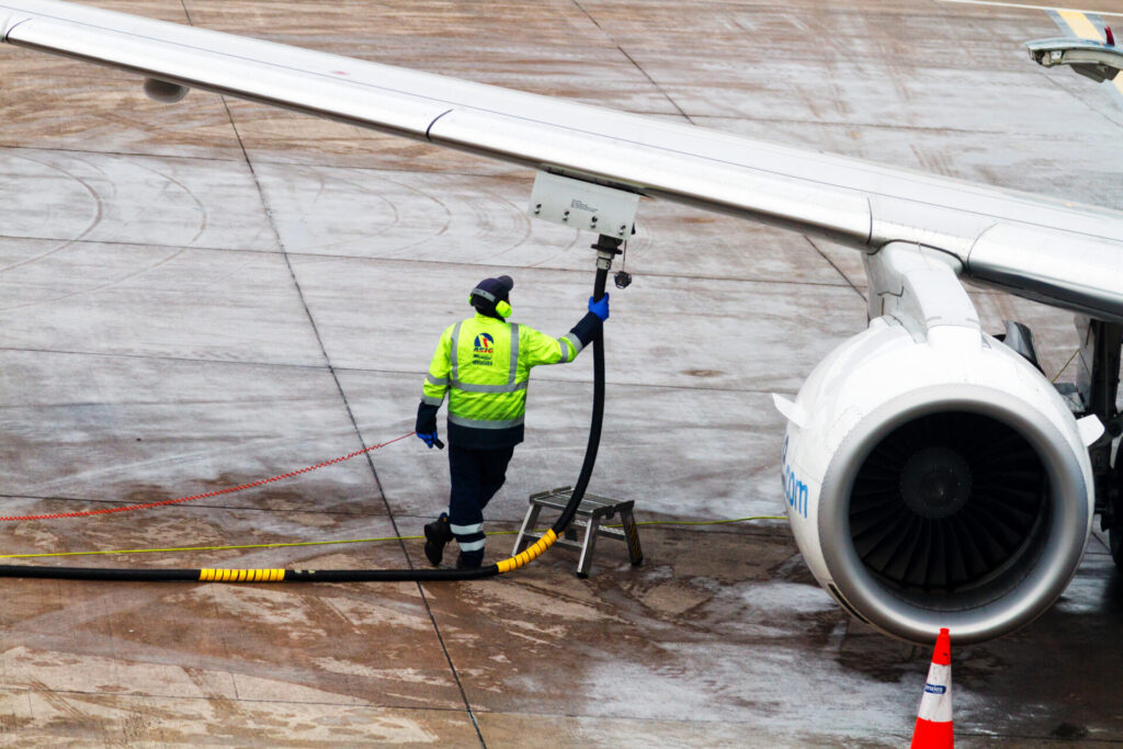fueling an airplane