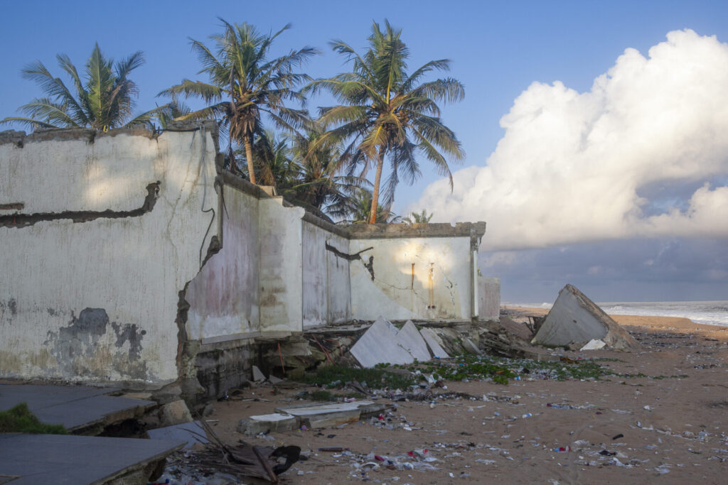A house destroyed by the sea in Ivory Coast