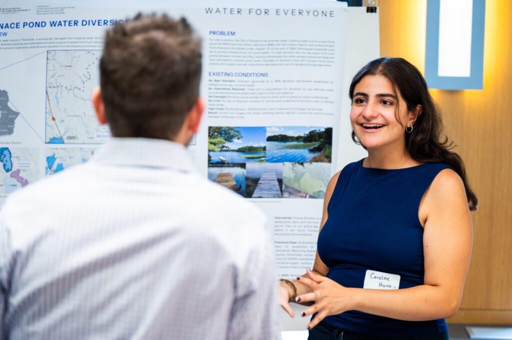 Student presents research poster at Salata Institute summer research funding program event