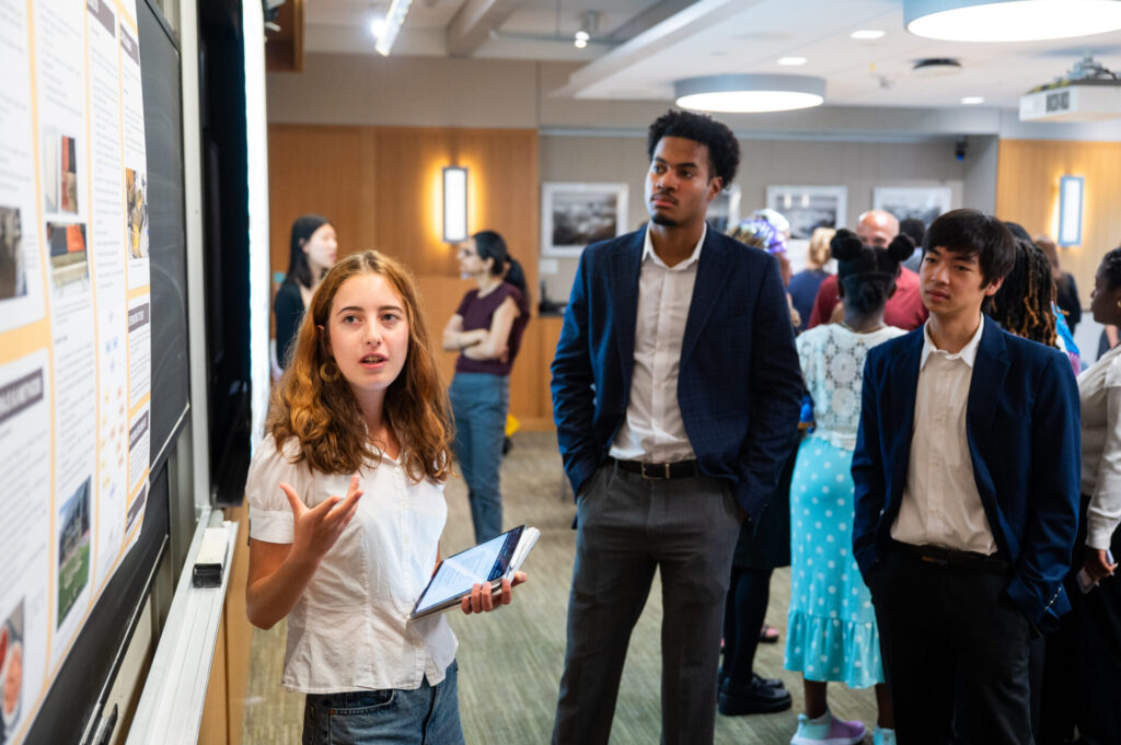 Student presents research poster at Salata Institute summer research funding program event