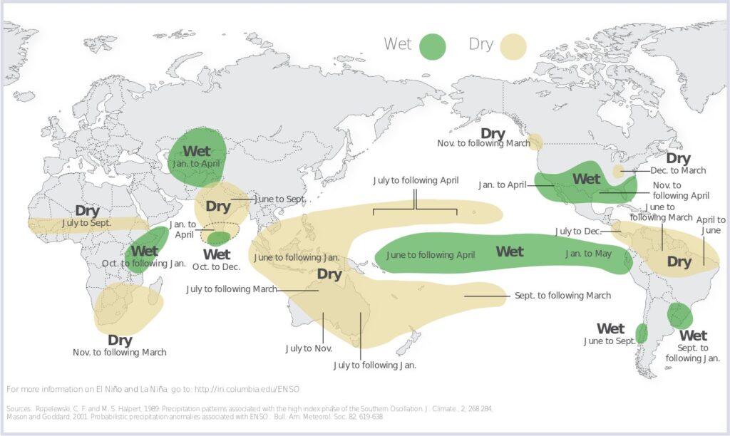 global El Nino impact map from Columbia University