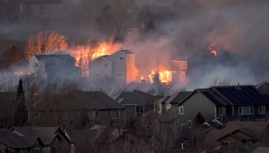 wildfire burning homes